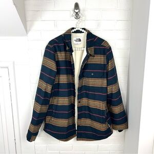 The North Face Men’s Striped Thick Sherpa Shacket Button Front Light Jacket